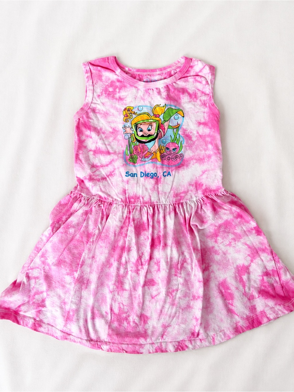 “San Diego, CA” Pink Tie Dye Girls Tank Dress – Size XS